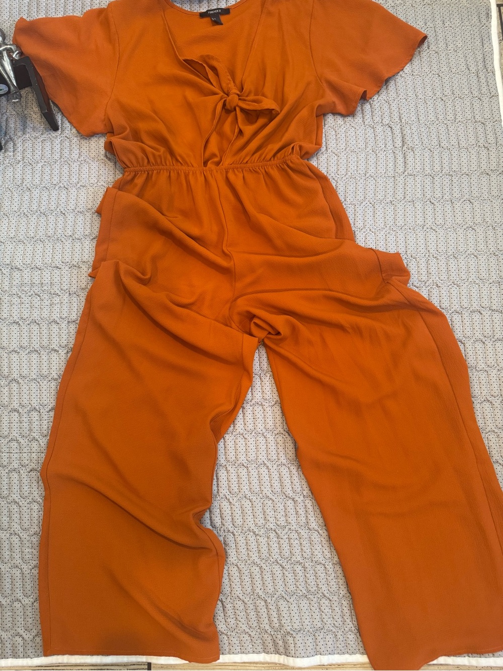 Forever 21 Orange Tie-Front Wide-Leg Jumpsuit